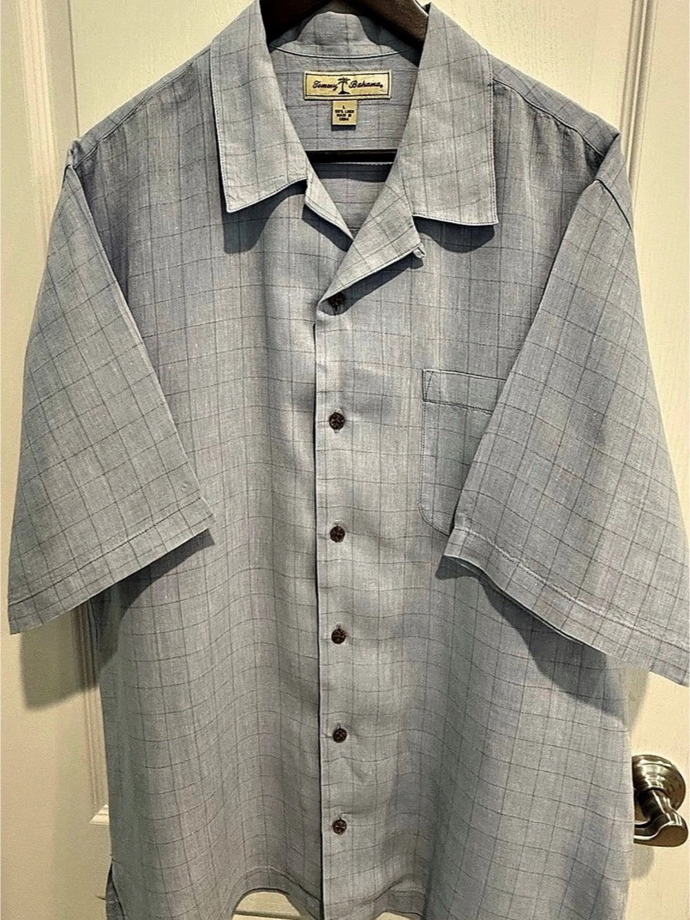 Tommy Bahama Casual Checkered Linen Shirt Size Large Like New